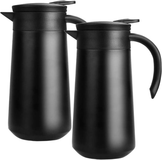28oz Coffee Carafe Airpot Insulated Coffee Urn Stainless Steel Vacuum Thermal Pot Flask for Coffee, Hot Water, Tea, Hot Beverage - Keep 9 Hours Hot, 18 Hours Cold (2 Pack Black)
