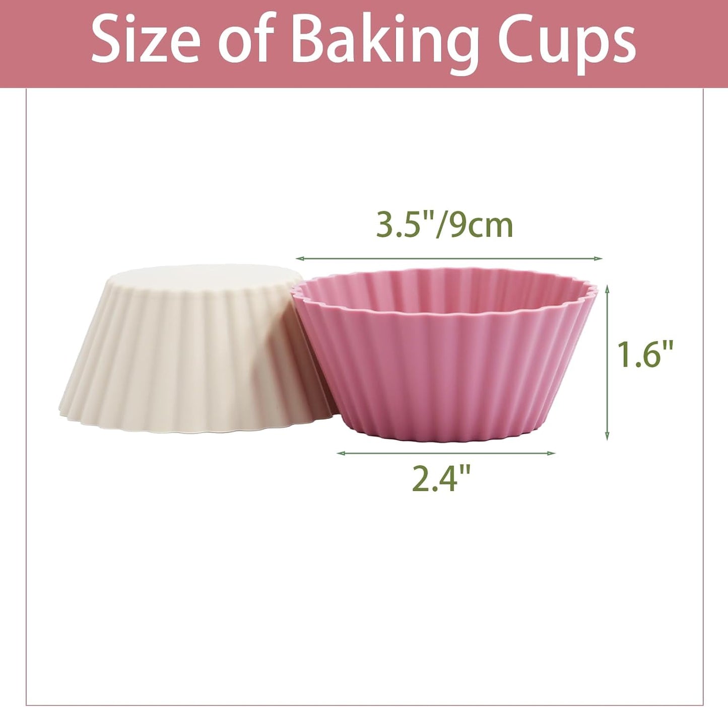 Large Silicone Muffin Cups, 12 Pack Reusable Cupcake Liners 3.54inch Baking Cups Jumbo Size Cake Molds, BPA Free, Dishwasher Safe