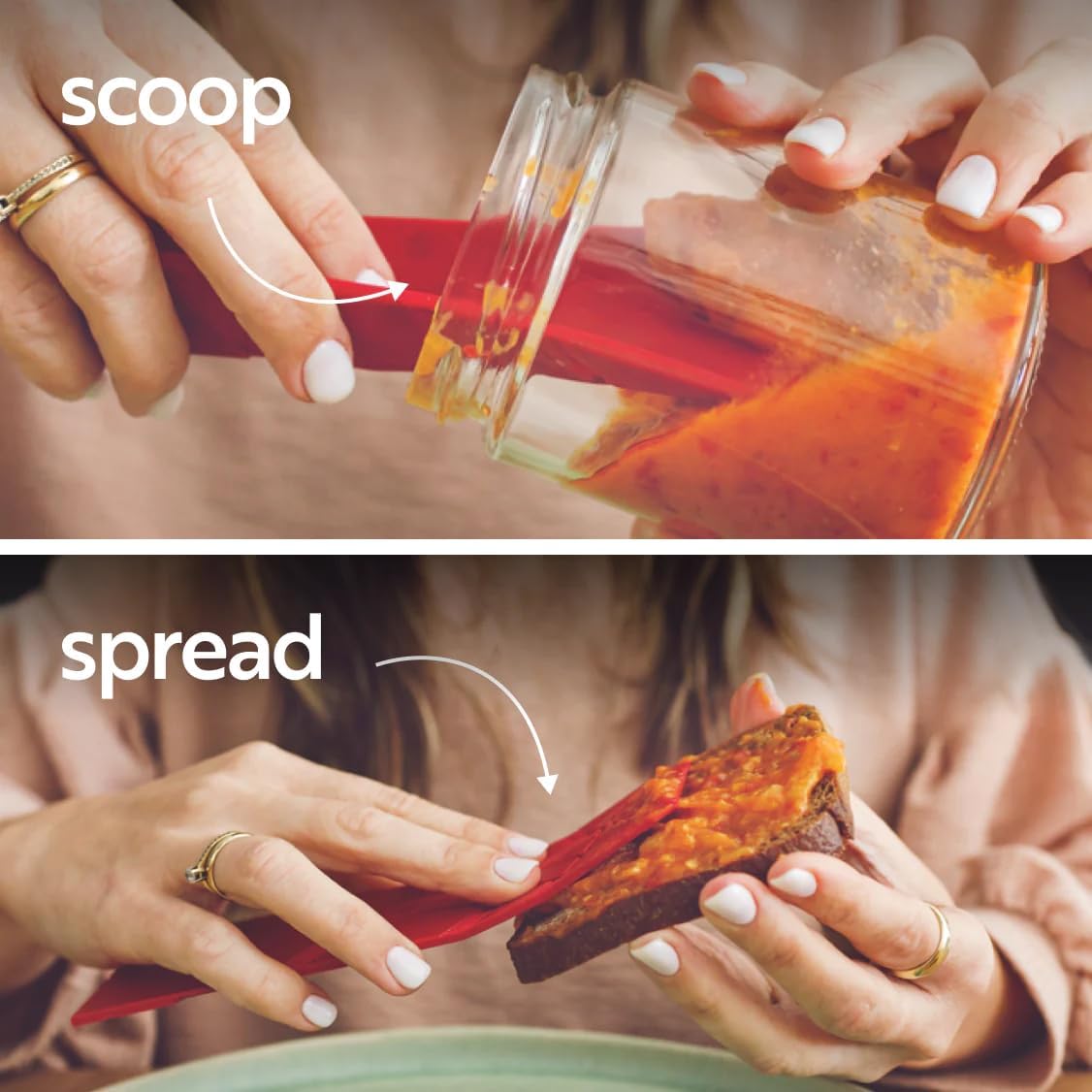 POLYGONS FLAT 3-IN-1 FOLDING MEASURING SPOONS | 2 Spoons with 6 Different Sizes (White)