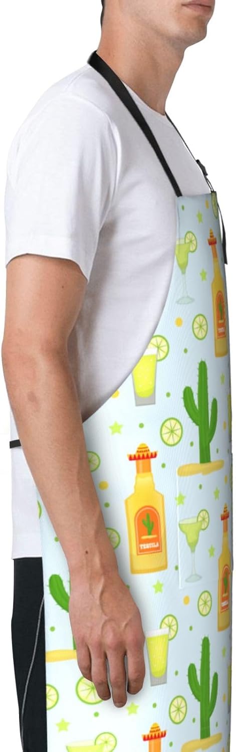 Flamingo Apron Baking Aprons Novelty Cooking Chef Gift Bbq Grilling With 2 Pockets Kitchen Apron