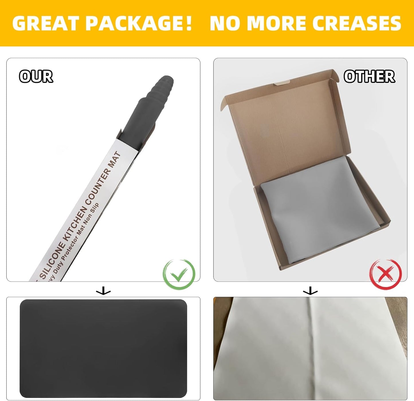 KVK Silicone Mat Silicone Mats for Kitchen Counter Silicone Craft Sheet Large Silicone Pad Desk Work Mat Countertop Protector Table Placemat Resin Casting Molds Mat Nonstick Nonskid 43.3×25.6in Grey