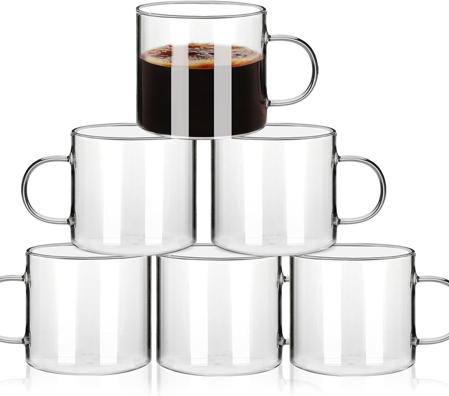 5 OZ Espresso Cups with Handle, Clear Espresso Shot Glass Set of 6, Small Double Espresso Accessories for Espresso Machine Coffee Bar