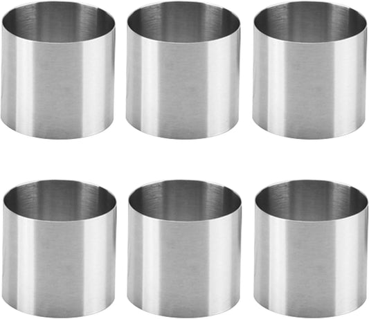 6 Packs Cake Rings Stainless Steel Nonstick Tart Ring Cake & Pastry Ring, Dessert Rings Set Round Cake Rings Mold 2-Inch