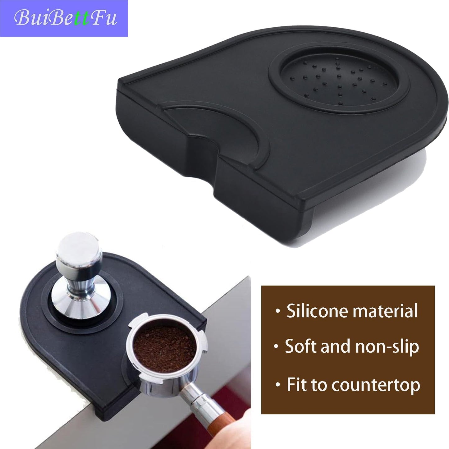 Coffee Knock Box Shock-Absorbent Durable Barista Style Knock Box With Removable Knock Bar and Non-Slip Base Gift Silicone Tamping Pad for Barista Tool Home Kitchen Bar Coffee Shop (Coffee Tamper Mat)
