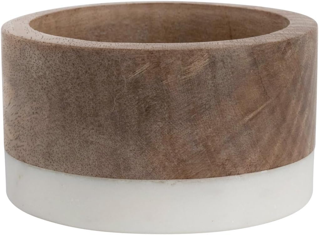 Creative Co-Op Mango Wood and Marble Bottle Holder (Pack of 8)