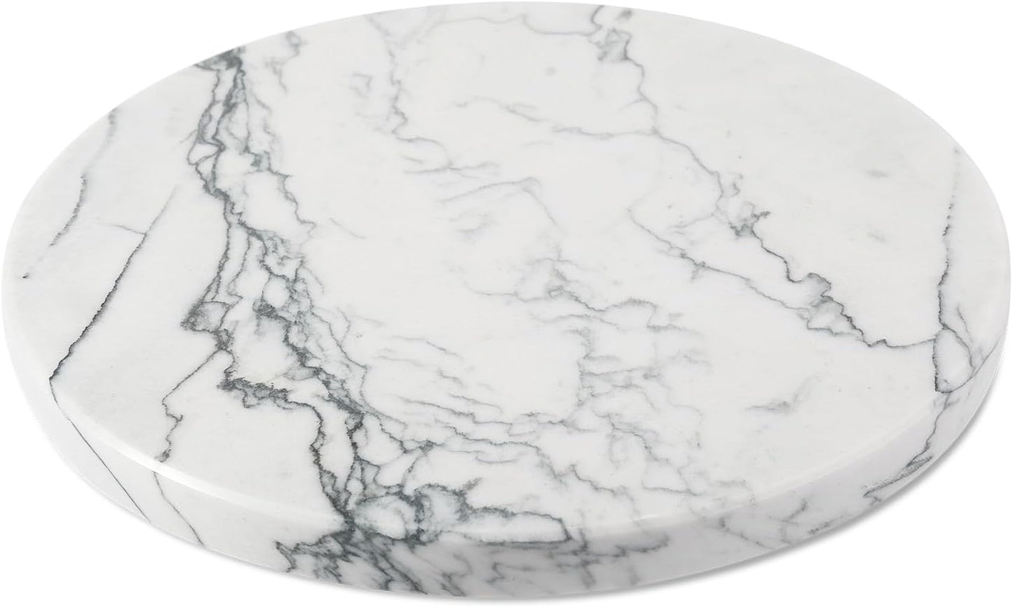 Koville Brazilian Natural Marble Cutting Board for Kitchen, 11inch Round Hand Crafted Marble Slab for Cheese, Charcuterie, Pastry Board - Wedding Gift, House Warming Gift(Maldivi)