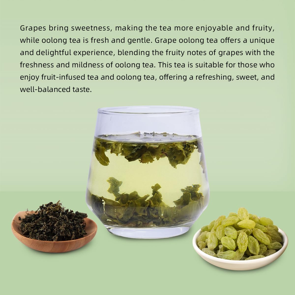 HANFANGLING Green Grape Oolong Tea - Premium Loose Leaf Tea with Natural Green Grape Flavor, 100% Natural, Refreshing & Fruity 1.76oz