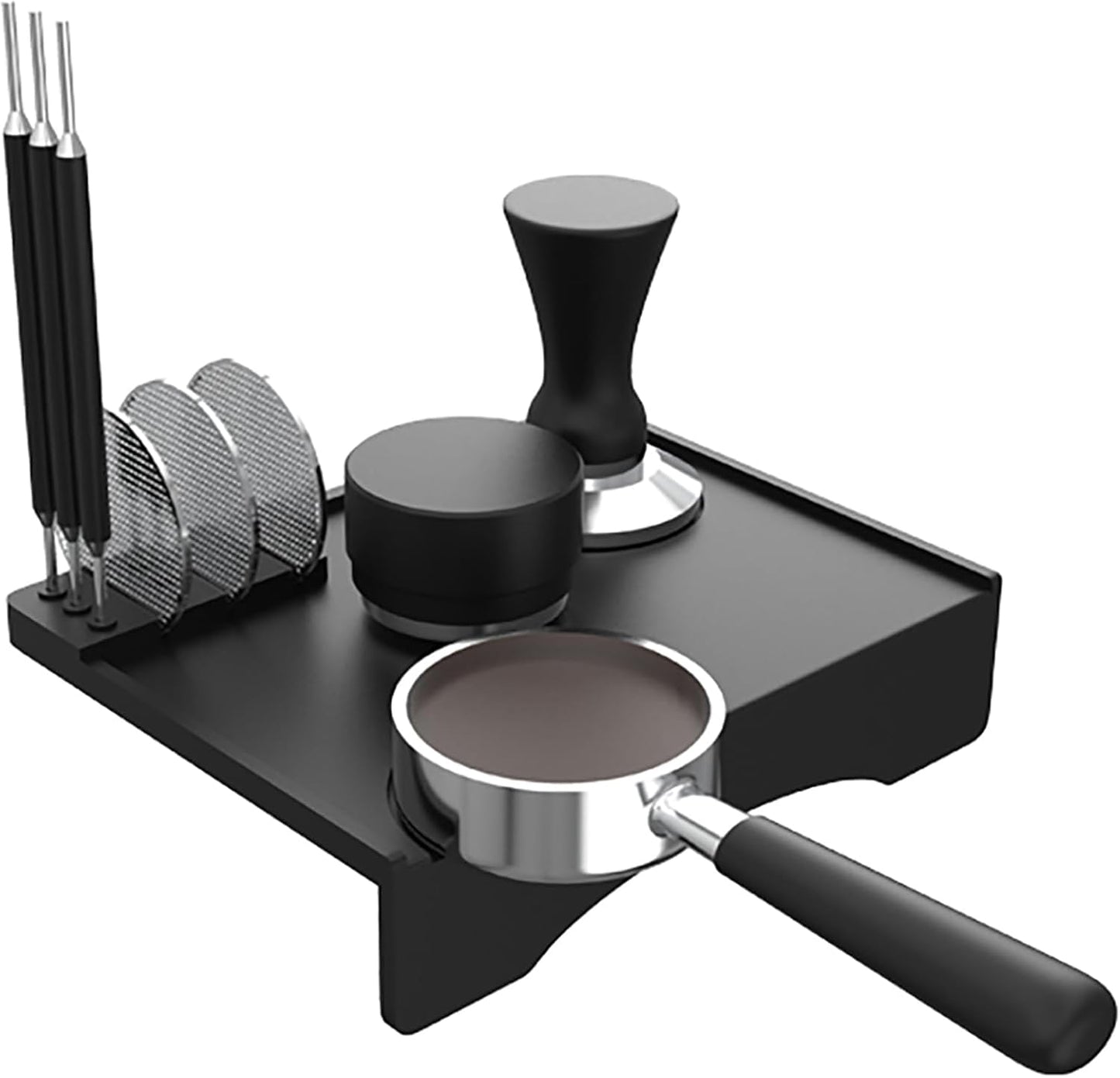 Espresso Tamping Pad, Silicone Espresso Tamper Mat Small Coffee Tamping for Home Kitchen Office Bar Shop Worktop Espresso Machine, Smooth Surface, Easy to Clean, Black 7.7 x 5.8 inch