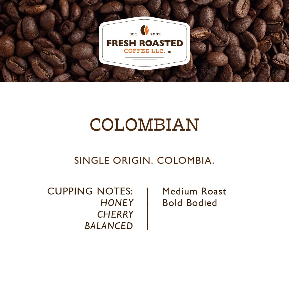 Fresh Roasted Coffee,100% Colombian, 5 lb (80 oz), Medium Roast, Kosher, Ground