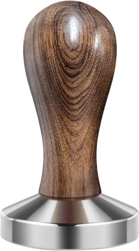 Flexzion Coffee Tamper 58mm Espresso Tamper Tool, Stainless Steel Barista-Quality Hand Press Espresso Maker with Ergonomic Wooden Handle