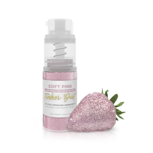 Bakell - Soft Pink Tinker Dust (4g, 1x Mini Spray Pump) Edible Glitter for Food, Desserts, and Beverages!
