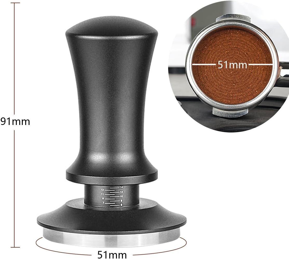 51mm Calibrated Spring-Loaded Espresso Tamper – 30lb Palm Tamper with Flat Stainless Steel Base – Precision Portafilter Tool for Home Espresso Machines