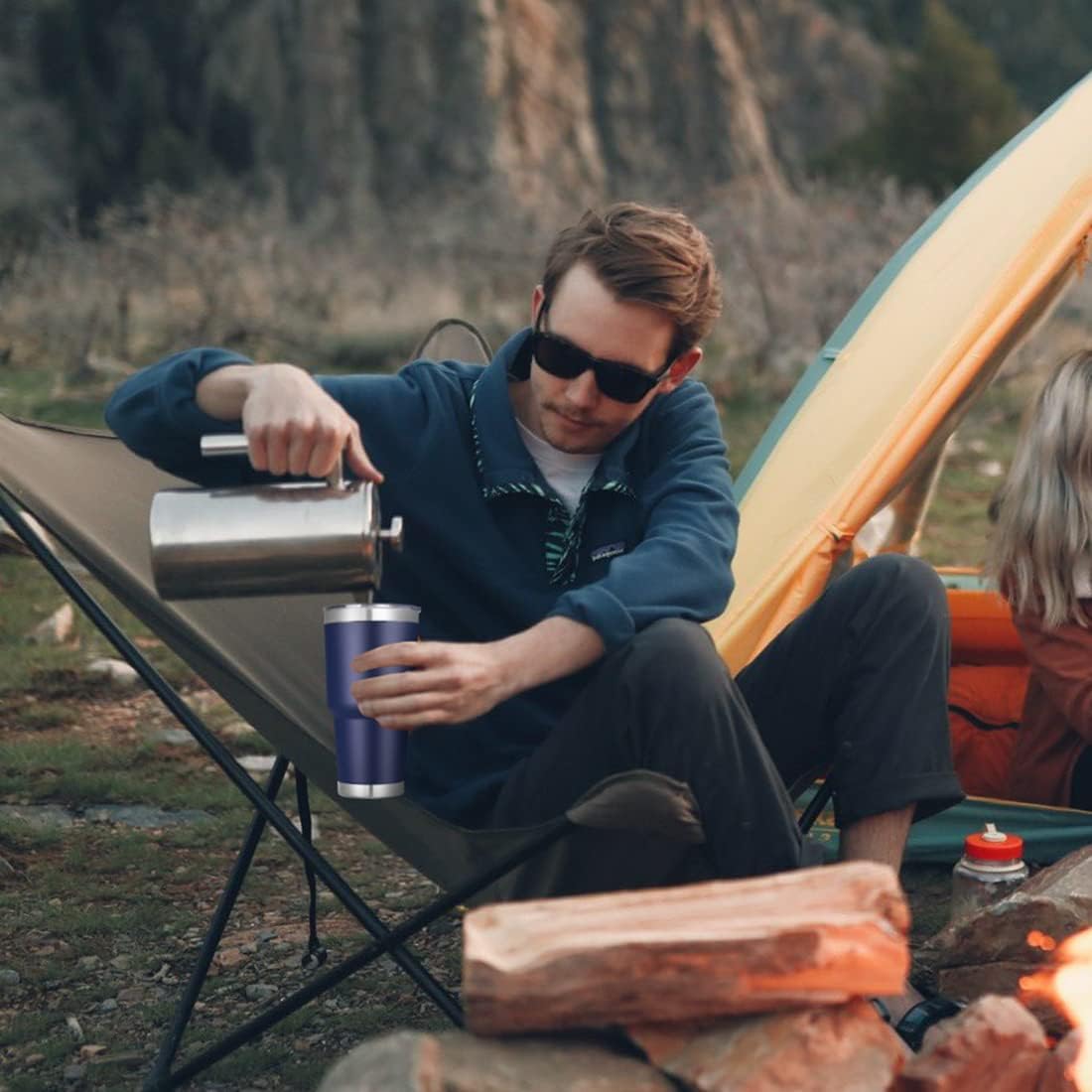 DOMICARE 30 oz Tumbler with Lid and Straw, Stainless Steel Tumblers Bulk, Insulated Vacuum Double Wall Travel Coffee Mug, Durable Powder Coated Tumbler Cups (Navy, 4)