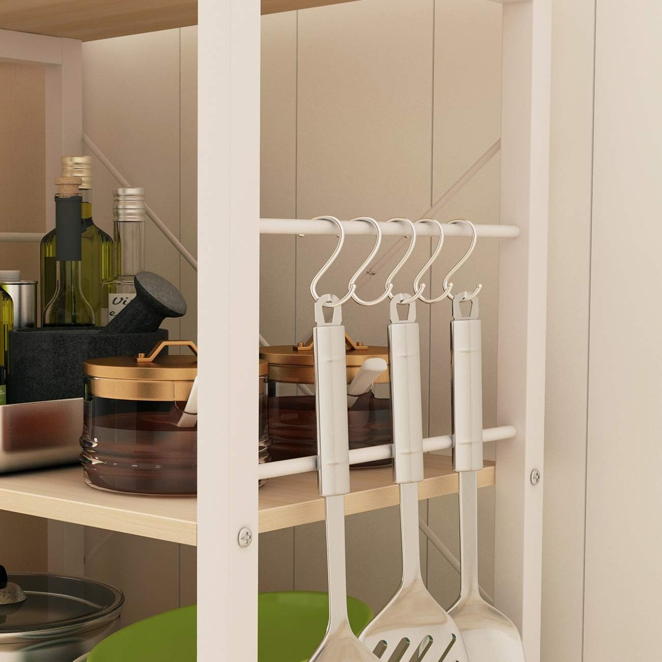 DlandHome Standing Baker's Racks Appliance Table Small Rolling Kitchen Cart Microwave Cart Stand, 3-Tier Kitchen Baker's Rack Utility Cart Microwave Stand Kitchen Shelf, W4-Maple