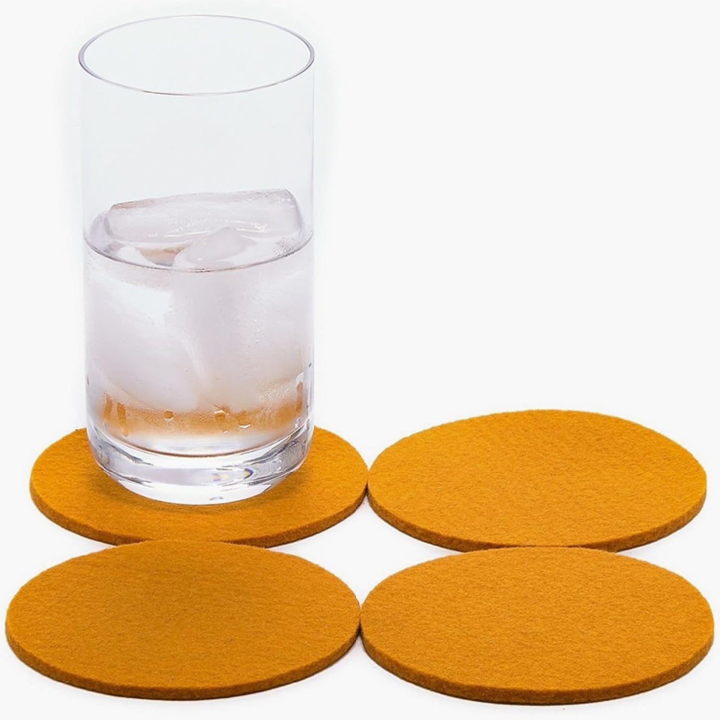 Graf Lantz - Bierfilzl Merino Wool Round Coasters Set of 4 - Turmeric (4" Circles) - Absorbs 30% of Weight - German Wool - Heat Resistant, Sustainable, & Reusable - Home Decor & Coffee Table Decor
