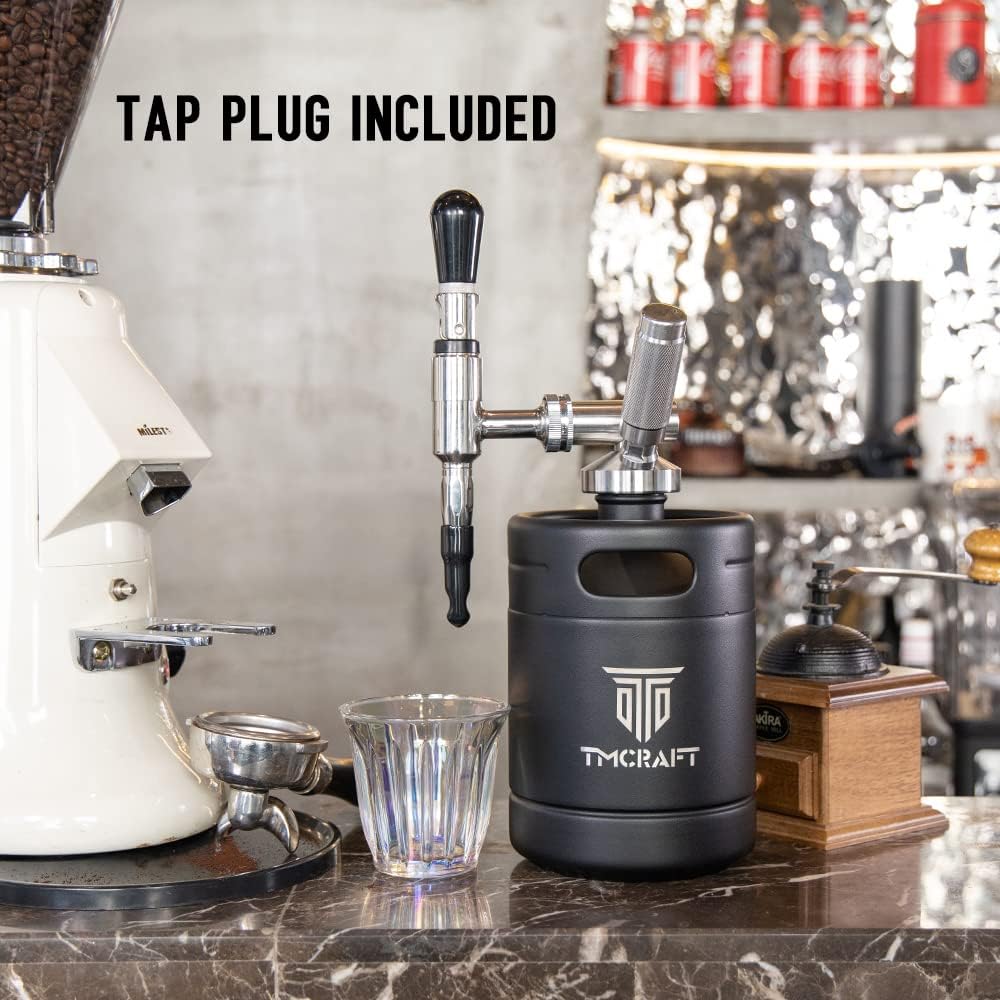 TMCRAFT 64oz Nitro Cold Brew Coffee Maker, Home Brew Coffee Keg with Stainless Steel Stout Creamer Faucet & Pressure Relieving Valve