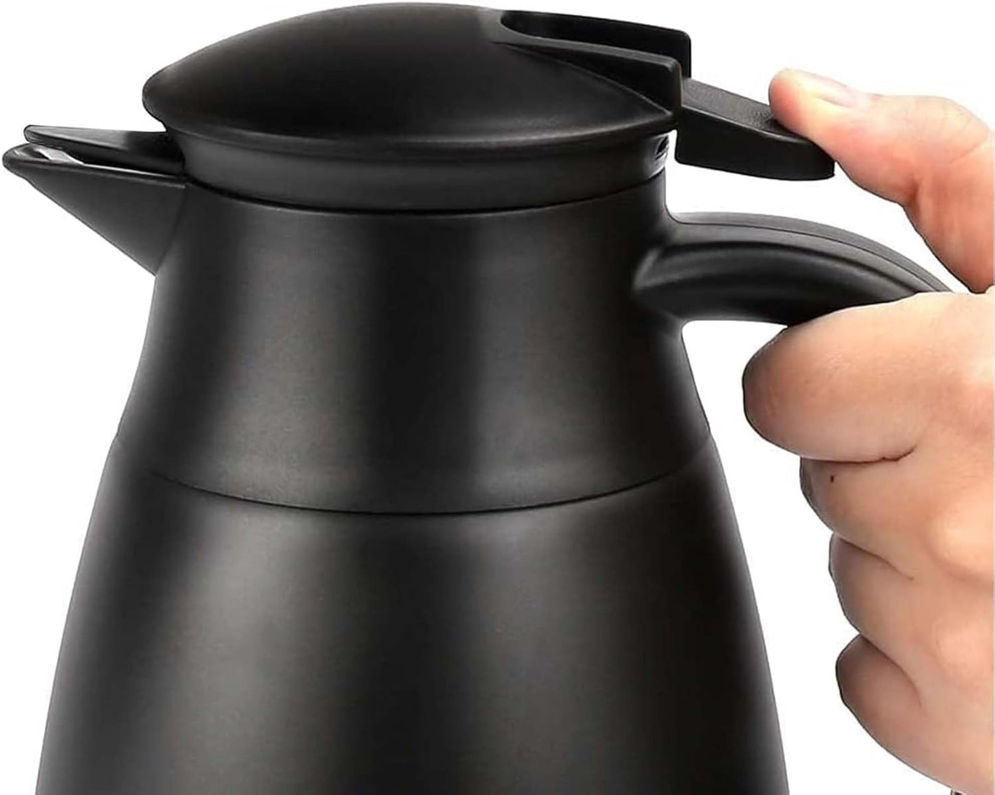 68oz Thermal Coffee Carafe, 2 Pack Airpot Insulated Coffee Urns Stainless Steel Vacuum Thermal Pot Dispenser for Coffee, Hot Water, Tea, Hot Beverage - Keep 12 Hours Hot, 24 Hours Cold (Silver, Black)