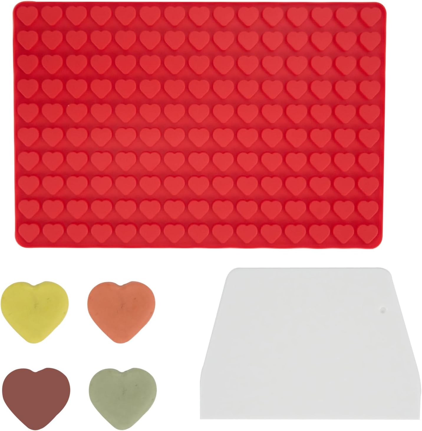 1 Pcs Heart Silicone Chocolate Molds for Gummy, Candy, Small Homemade Treats With Scraper,Gummy Silicone Molds