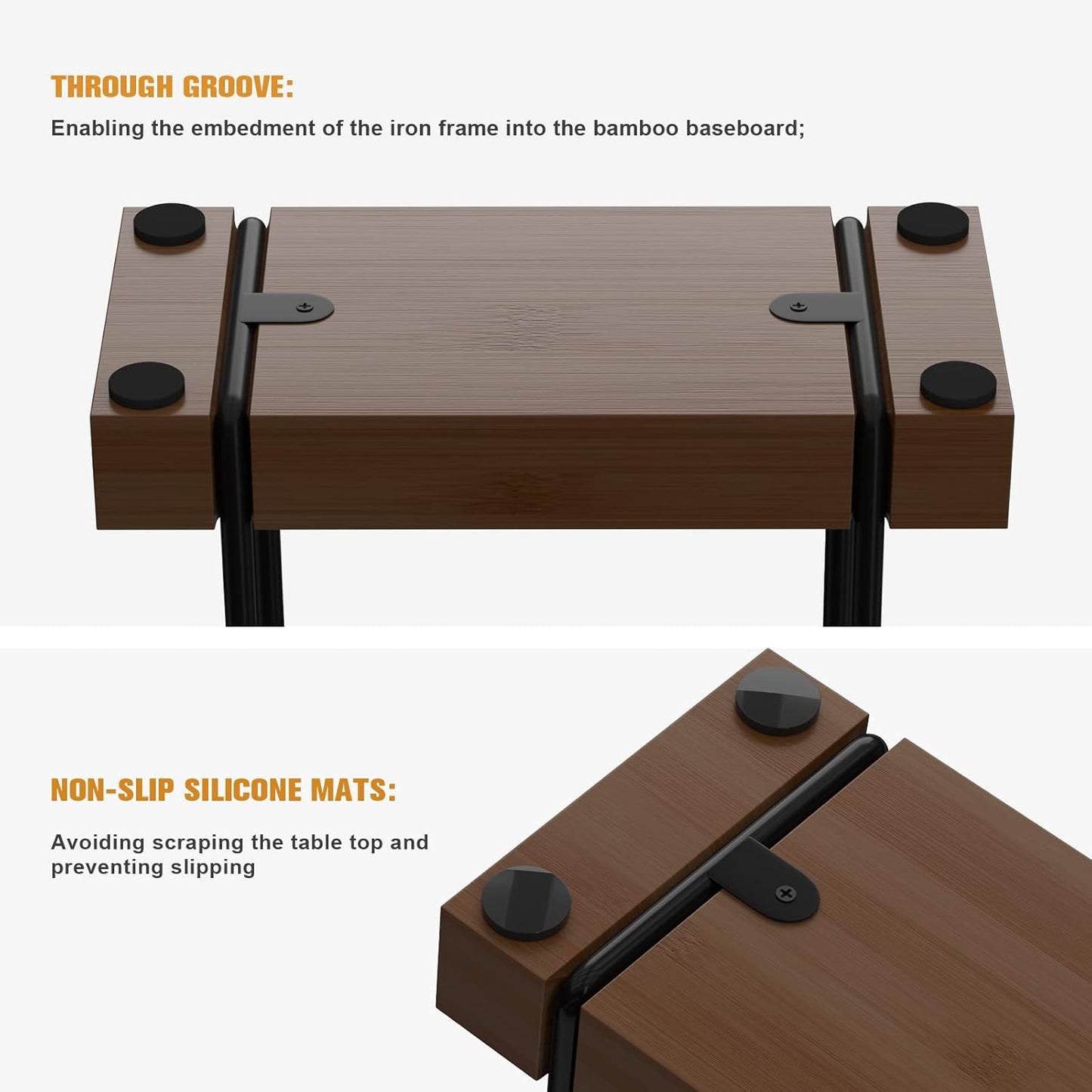 Napkin Holder for Table, Bamboo Iron Standing Napkin Dispenser for Dining Table Farmhouse Cocktail Picnic Rustic Wood Holders All Kitchen Dining Room Decor Black & Brown