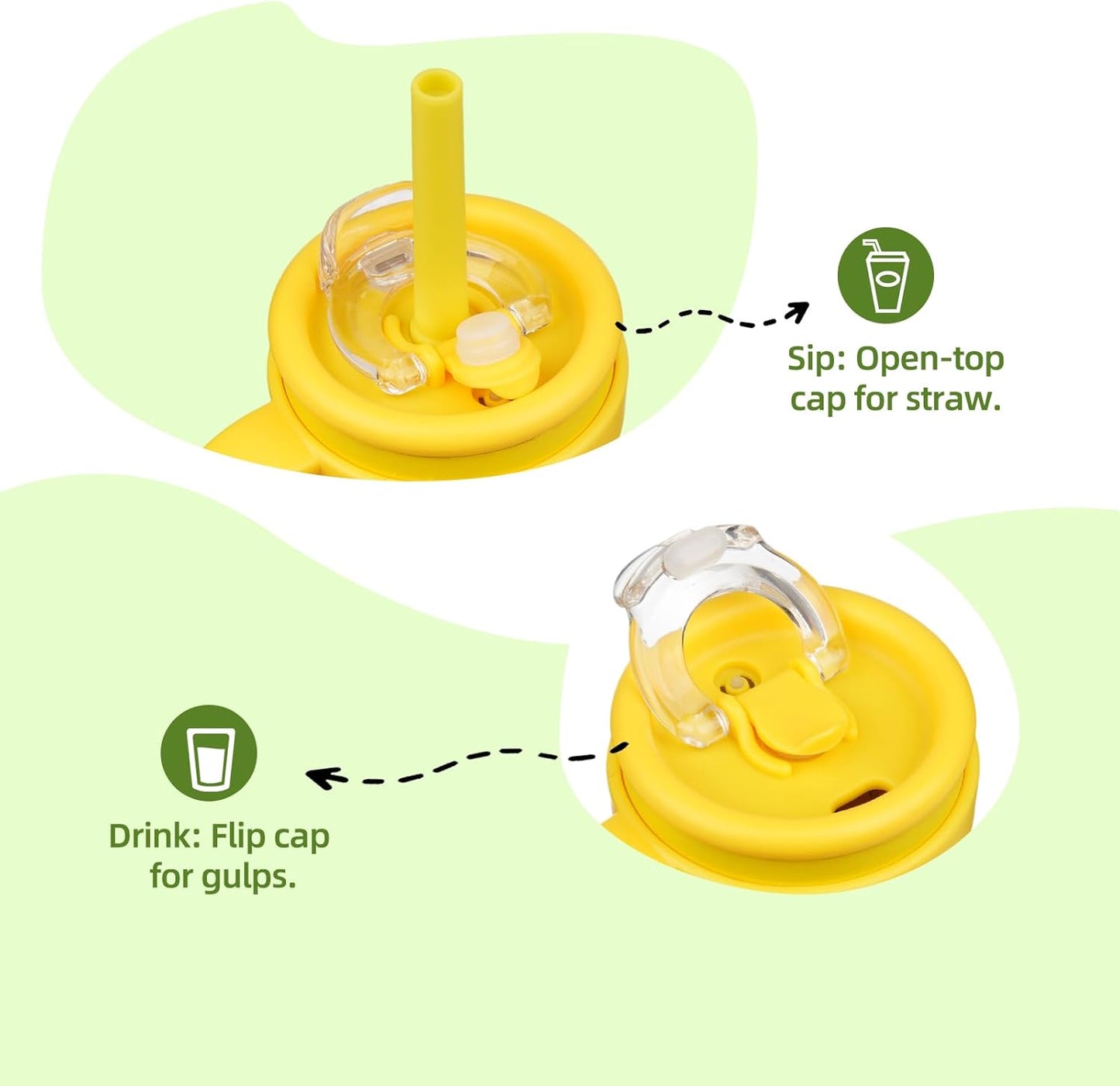 18 oz Tumbler with Side Handle, Insulated Water Bottle with Straw and 2 in 1 Lid, Stainless Steel Cup Travel Coffee Mug for Sports Office Gym,Yellow