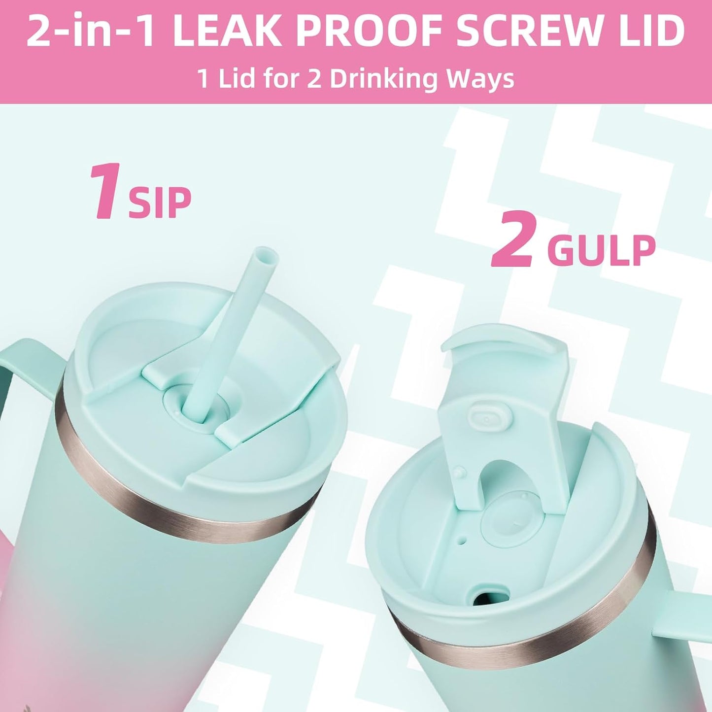 BJPKPK Insulated Tumbler with Handle, 26oz Insulated Tumblers with Lid and Straw, Stainless Steel Metal Water Bottles, Coffee Travel Mugs, Cups, Marshmallow