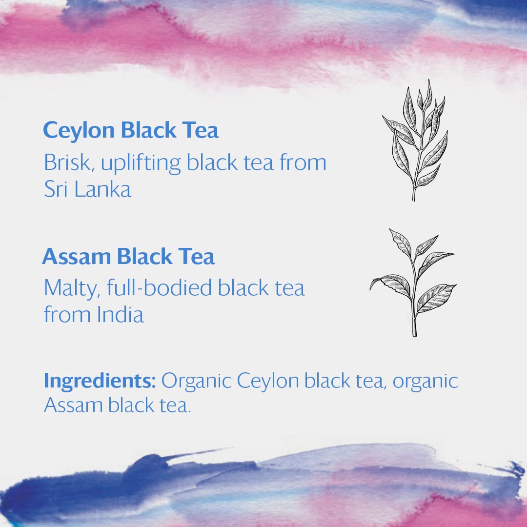 Grace Farms Organic English Breakfast Black Tea, 50 Sachet Pouch | Fairtrade & Kosher |Gives Back 100% of Profits