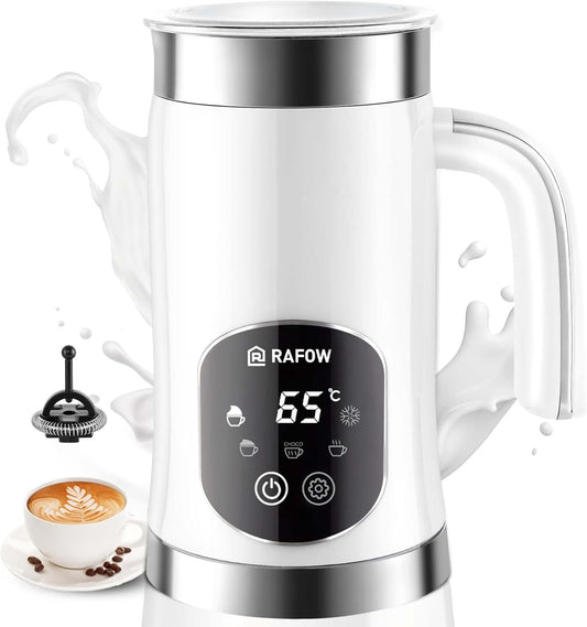 5-in-1 Milk Frother and Steamer - Upgraded Automatic Milk Steamer 11.8oz Hot & Cold Foam Maker and Milk Warmer with LED Display Touch Screen & Two Whisks for Latte,Cappuccinos,Silent Working