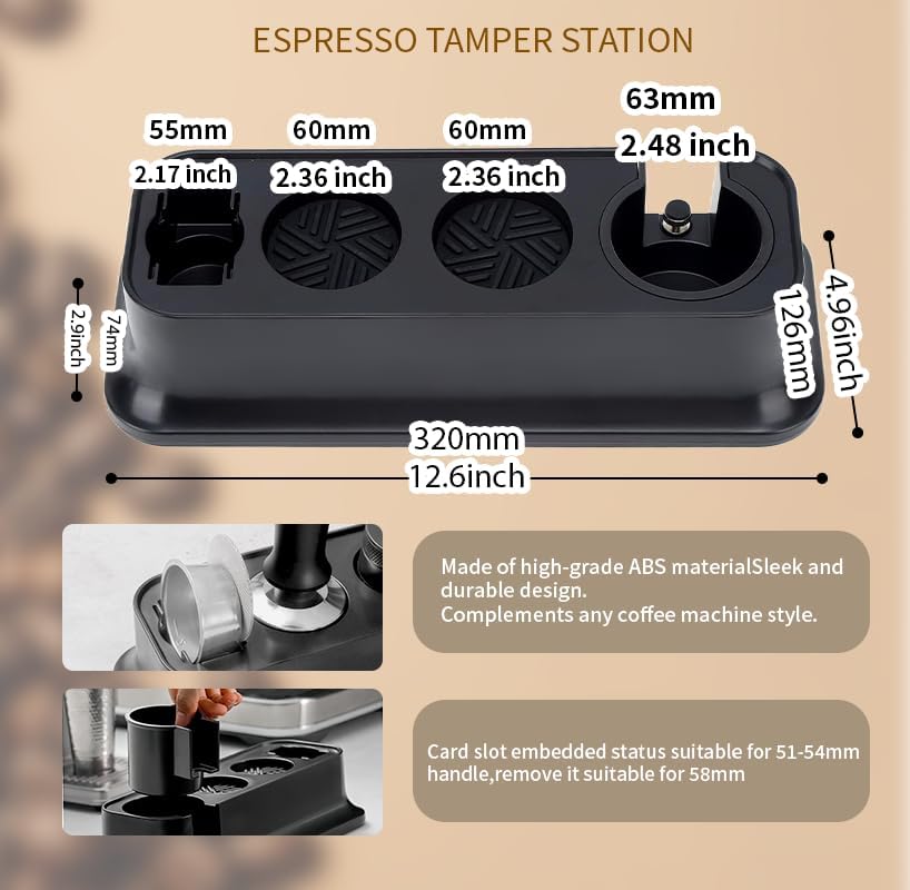 7 Pack Espresso Tamper Station&Coffee Distributor Tamper&Espresso WDT Stirrer&Coffee Tamping&Brush&Coffee Dosing Funnel&Espresso Puck Screen, Espresso Accessories for Bar Home Office (54 mm)