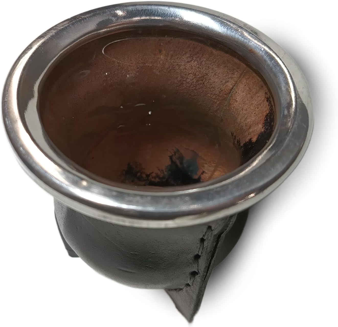Handcrafted yerba mate gourd (mate cup) authentic calabash, leather wrapped, perfect for Argentinian or Uruguayan mate. Includes stainless steel bombilla for a true yerba mate experience (camionero)