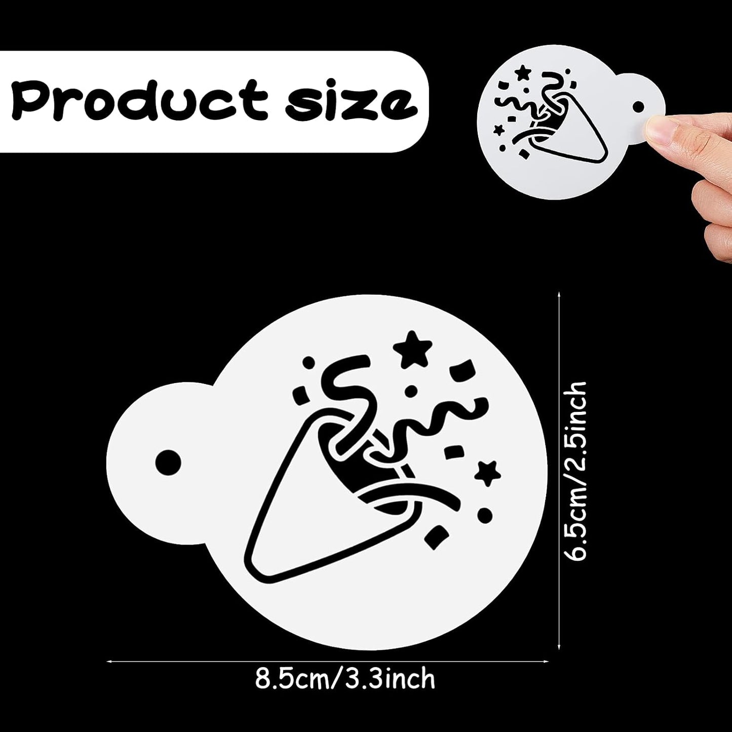 20 Pieces Birthday Cookie Stencil Templates Decoration Cookie Stencil for Birthday Coffee Cake Templates Reusable Painting Mold Tools, Dessert, Coffee Decorating Mold(Cake Style)