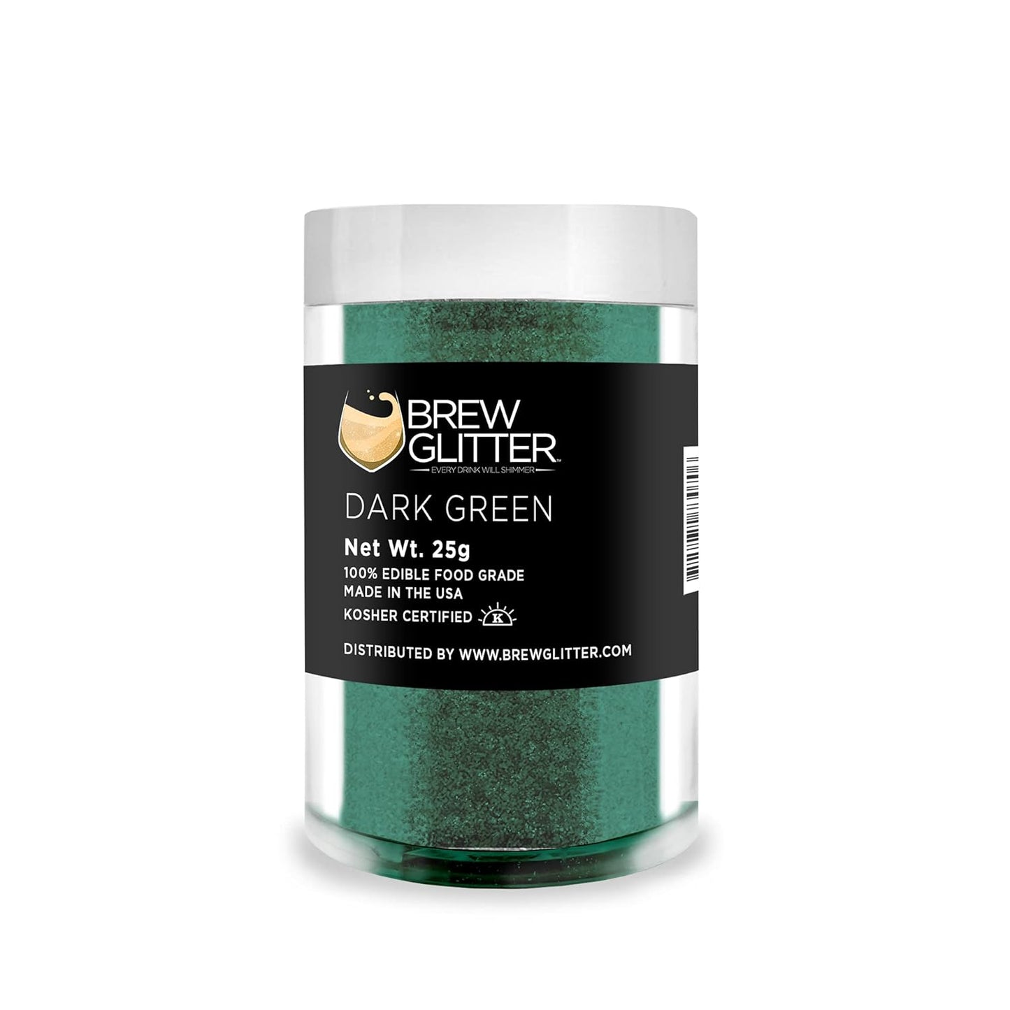 Dark Green BREW GLITTER Edible Glitter For Drinks, Cocktails, Beer, Garnish Glitter & Beverages | KOSHER & HALAL Certified | 100% Edible & Food Grade | Vegan, Gluten, Nut Free (25g, Dark Green)