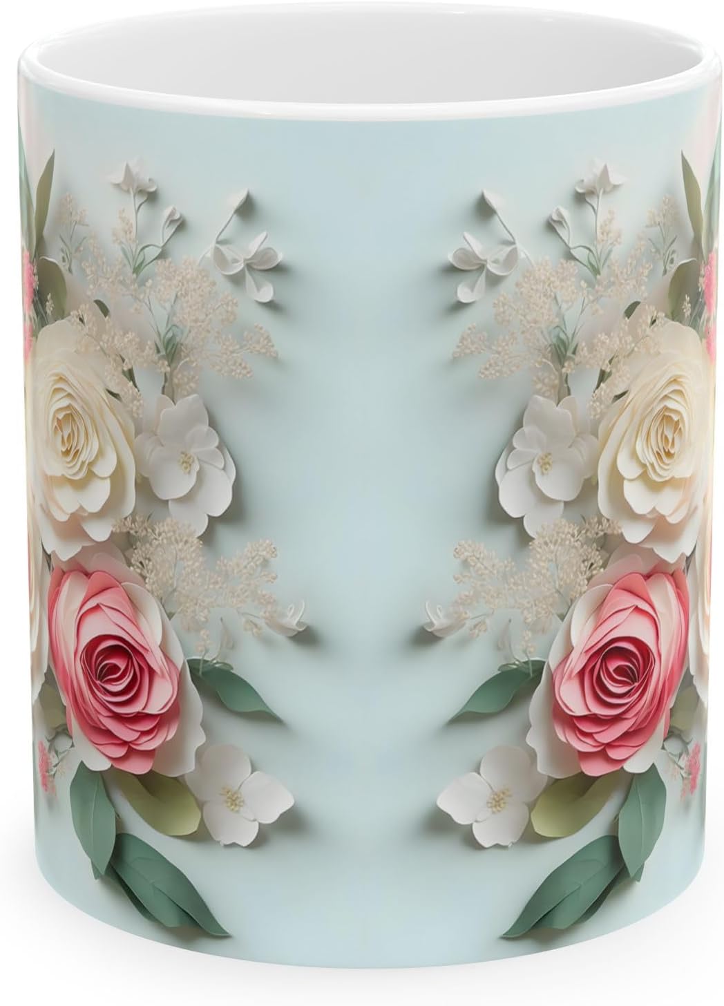 11 OZ Novelty Coffee Mugs - Christmas Gift (Rose Flower Theme)