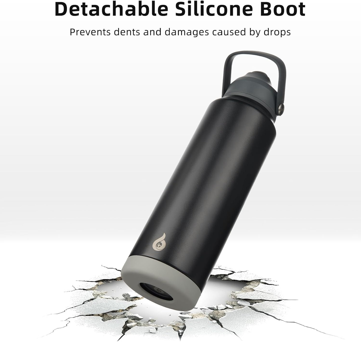 BJPKPK Insulated Water Bottle with Straw Lid, 40oz Large Thermos, BPA Free Leak Proof Stainless Steel Metal Water Bottles, Tumblers, Cups, Flasks for Travel, Sports,Black