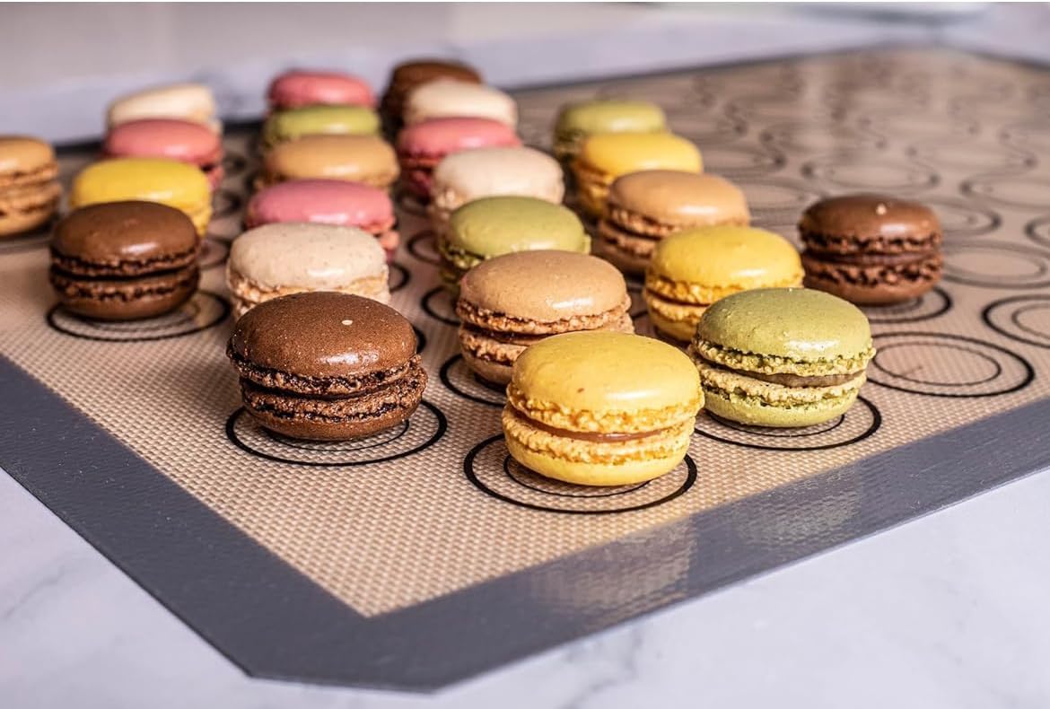 Macaron Silicone Baking Mats - Set of 10 - Full Size - 16.5 x 24, Non-Stick Macaron Mat for Perfect Baking - Dishwasher & Oven Safe, Ideal for Macarons, Cookies, Bread, and More