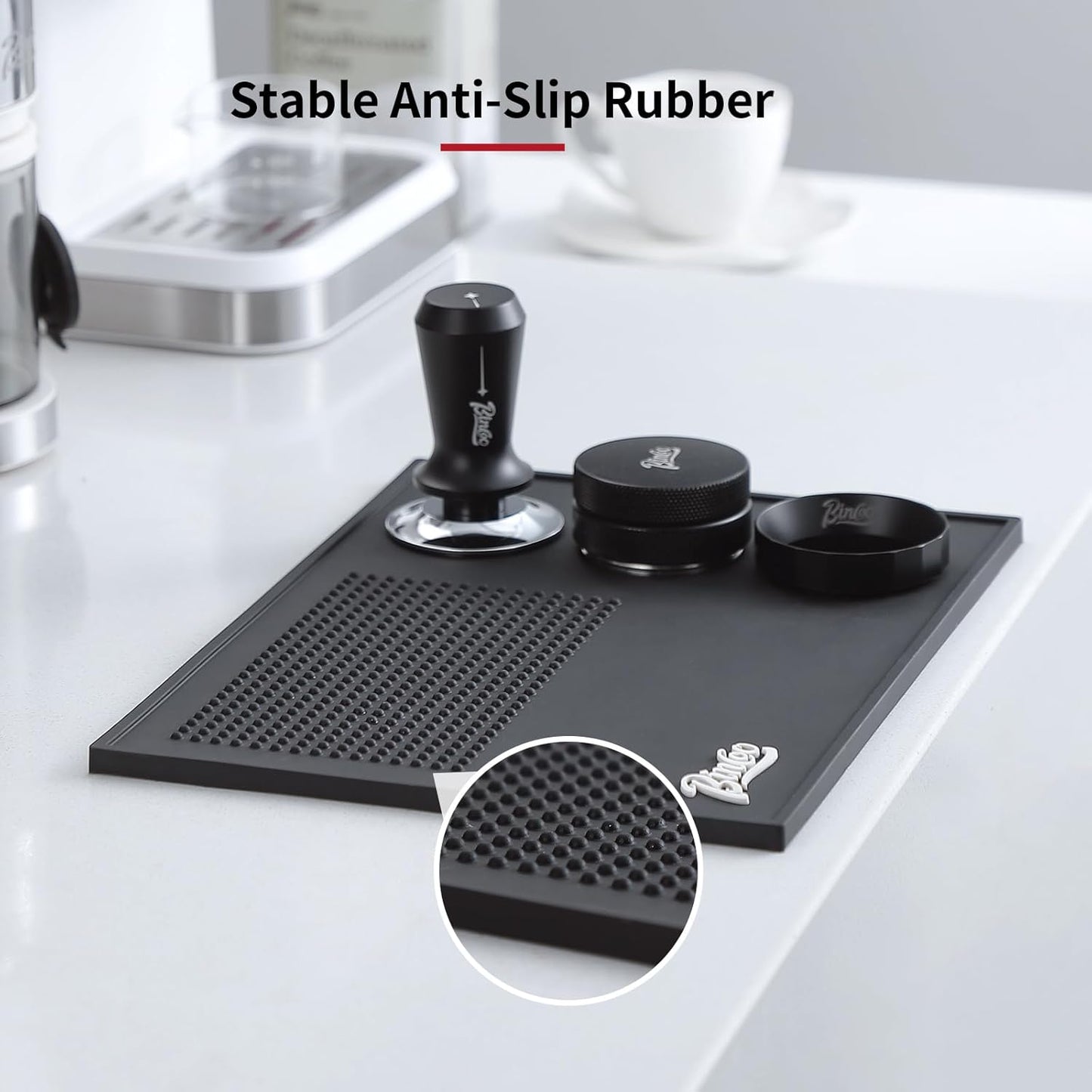 Espresso Tamping Mat - Thick Silicone Tamper Mat Coffee Bar Mat, Non-slip Coffee Tamper Holder Pad for Baristas Home