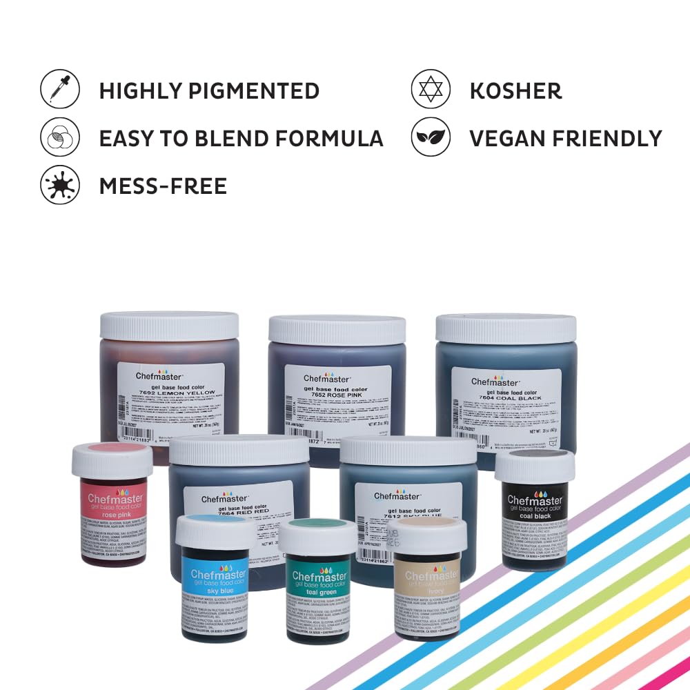 Chefmaster Christmas Red Gel Food Coloring | Vibrant Color | Professional-Grade Dye for Icing, Frosting, Fondant | Baking & Decorating | Fade-Resistant | Easy-to-Use | Made in USA | 1 oz