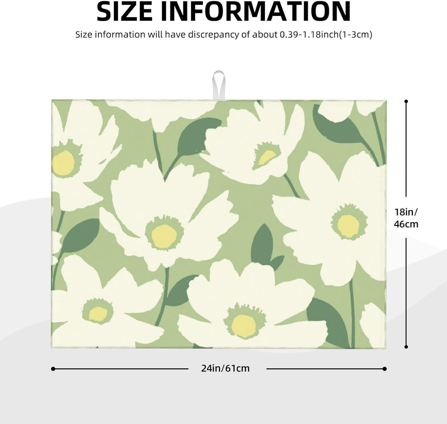 Large Dish Drying Mats For Kitchen Counter Microfiber Kitchen Drying Mat XL Draining Pad Absorbent Quick Drying Dish Mat 18x24 Inch - Flowers