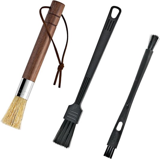 Coffee Grinder Cleaning Brush Set, Espresso Machine Brush Cleaner Tool with Walnut Wood Handle and Natural Bristles for Barista Home Kitchen