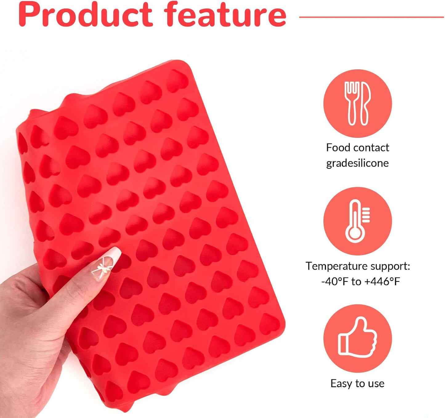 1 Pcs Heart Silicone Chocolate Molds for Gummy, Candy, Small Homemade Treats With Scraper,Gummy Silicone Molds