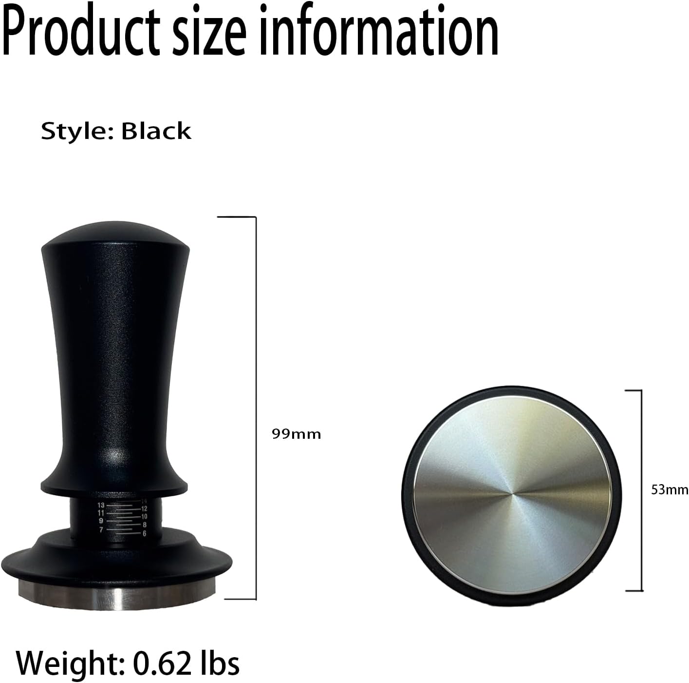 53mm Espresso Tamper, Premium Barista Coffee Tamper with Calibrated Spring, Stainless Steel Base, for Breville Series 54mm Portafilter Basket, Adjustable Depth, Espresso Manual Tamper (Black)