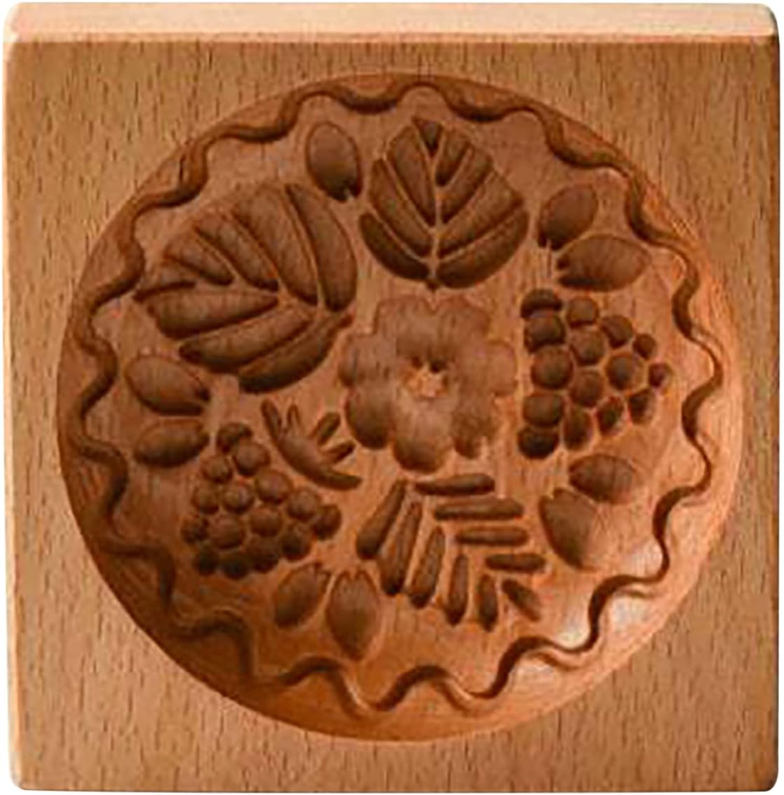 Wooden Cookie Biscuit Mold, 3D Baking Mold, Embossing Craft Decorating Baking Tool, Suitable for Halloween Thanksgiving Christmas Kitchen DIY (Grapes 10 * 10 * 2)