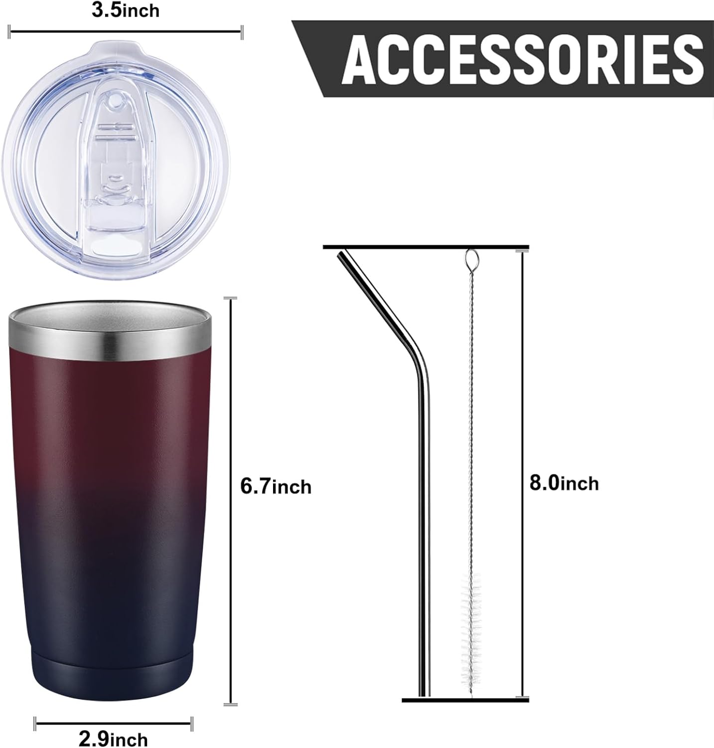 COMOOO 20oz Double Wall Vacuum Insulated Travel Mug, Stainless Steel Tumbler with Lid and Straw Durable Powder Coated Insulated Coffee Cup for Cold & Hot Drinks（Mystery Moon, 1 Pack）