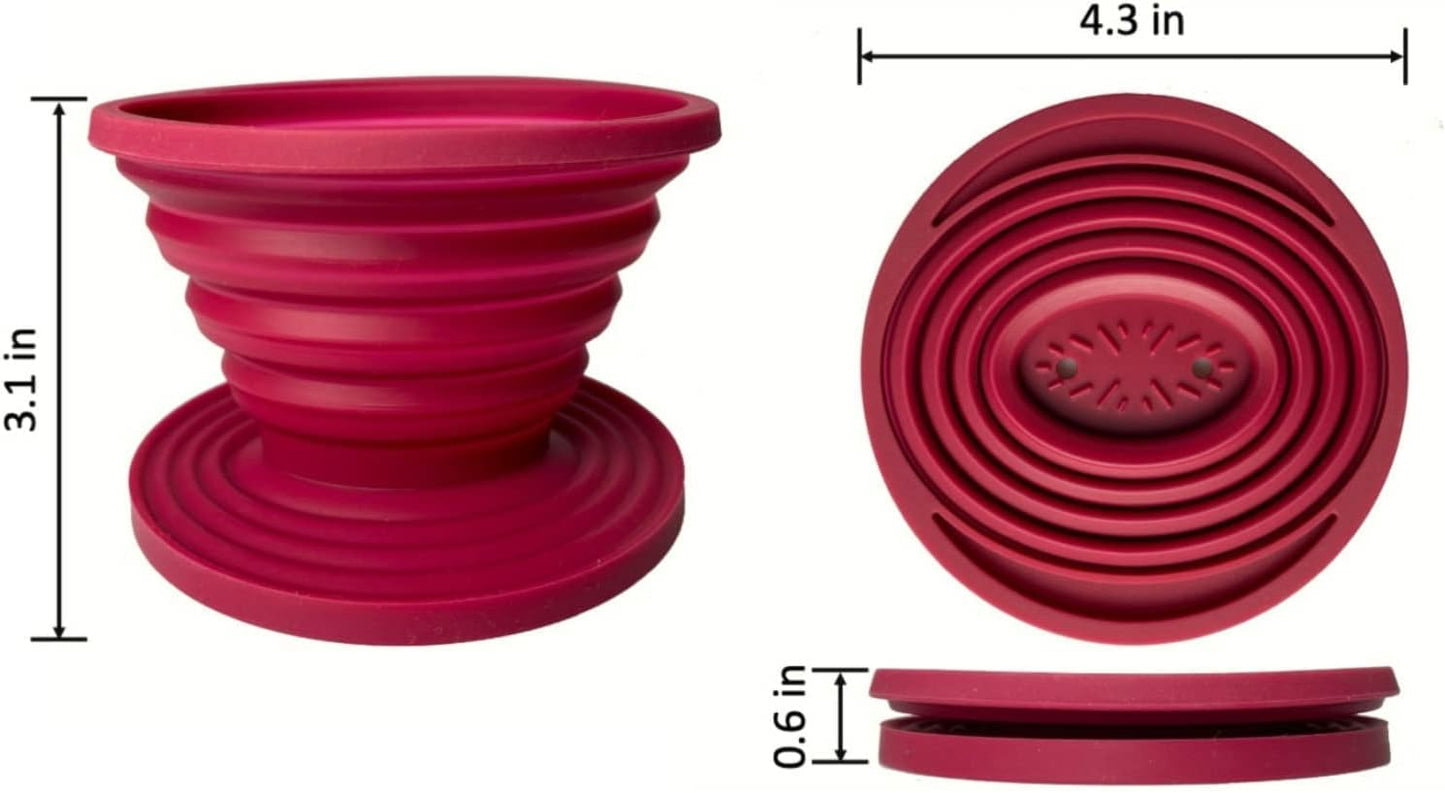 Collapsible Pour Over Coffee Dripper for Camp Coffee, Reusable Silicone Coffee Filter Holder for Camping Red