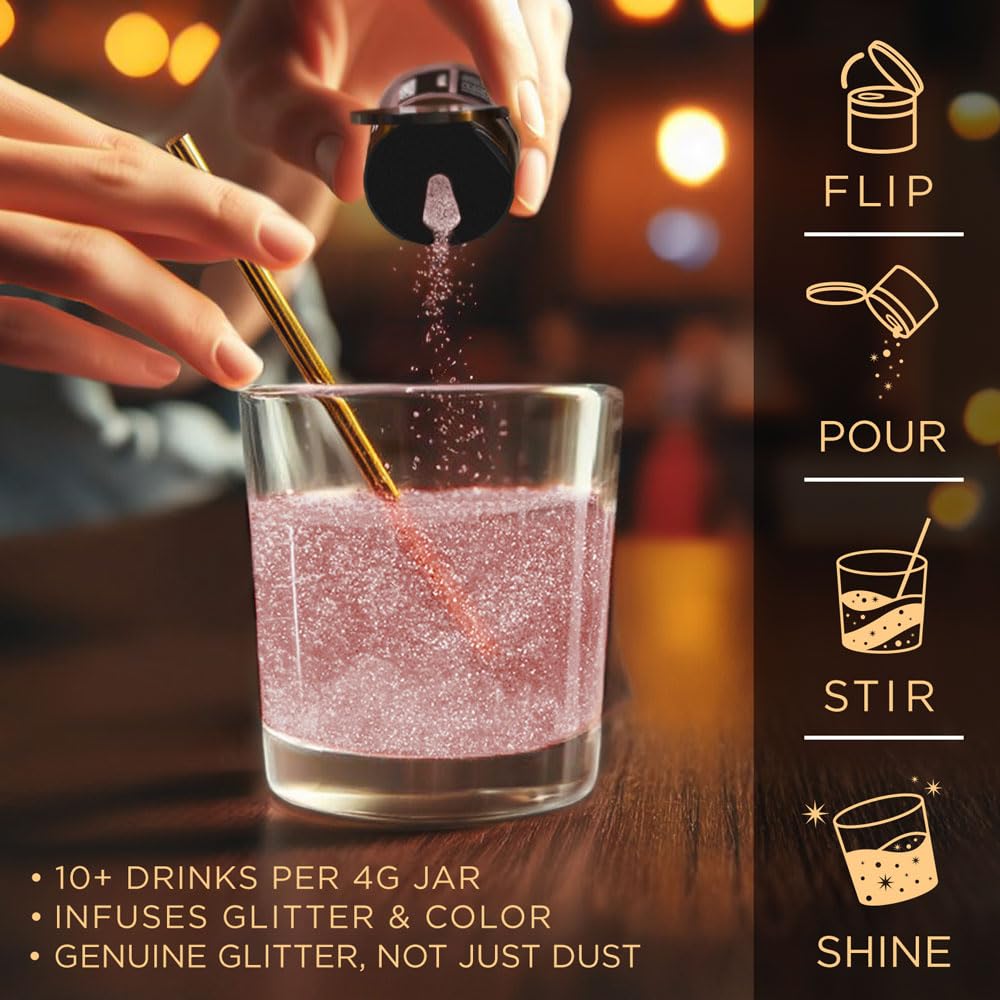 Brew Glitter - Rose Gold Edible Drink Glitter 1x 4g Jar for Cocktails, Beer, & Beverages