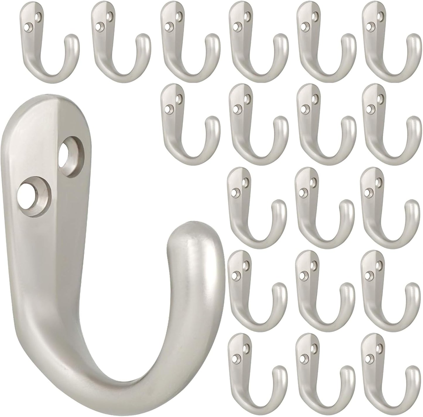 IBosins 20PCS Coat Hooks Wall Mounted Single Prong Robe Hook for Hanging Towel Hooks with 40 Screws for Cup, Mug, Bags, Hat, Cap, Scarf, Pet leashes