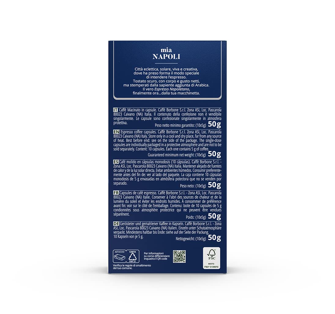 Caffe Borbone Aluminum Coffee Pods Compatible with Nespresso Original Machines, Mia Napoli, Medium Roast, Bold and Intense, Genuine Italian Coffee - 50 Count