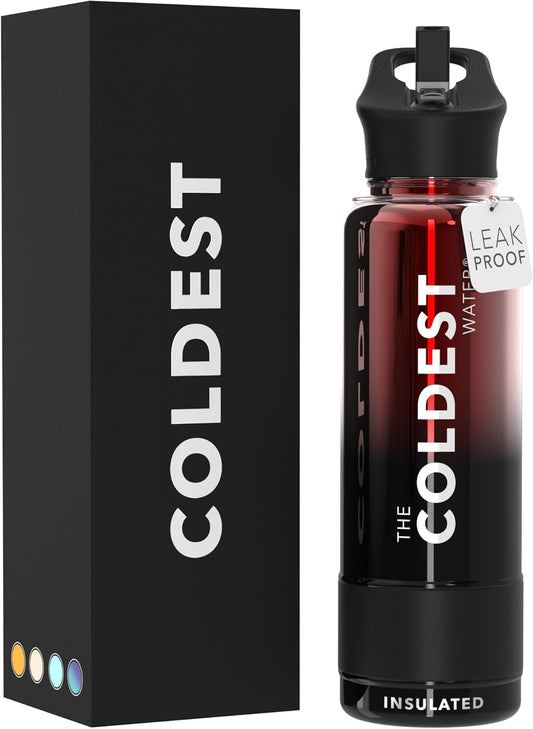 Coldest Insulated Water Bottle with Straw Lid - Stainless Steel Metal Insulated Bottle for Men & Women (Red Nova, 40 oz)