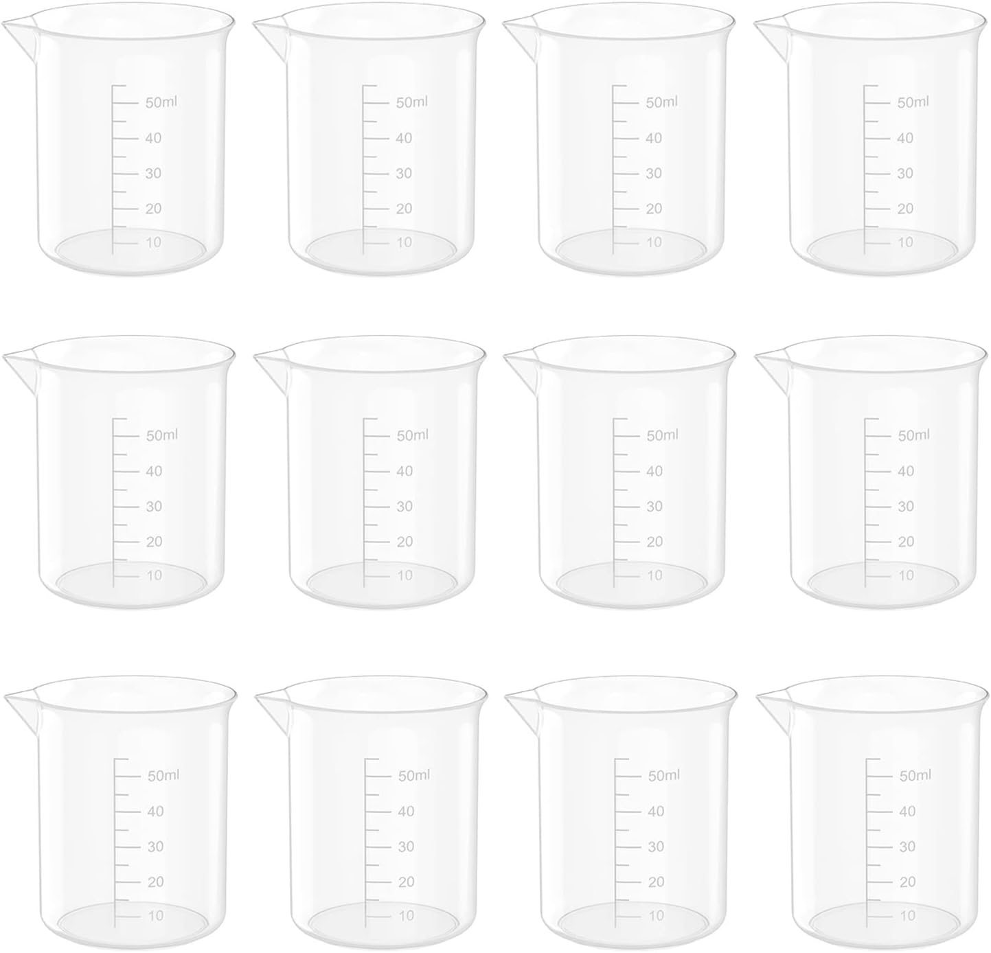 17 Oz Transparent Lab Measuring Cup, 500ml Plastic Beaker Cups, for Science Experiment, Liquid Measuring, 12 Pcs