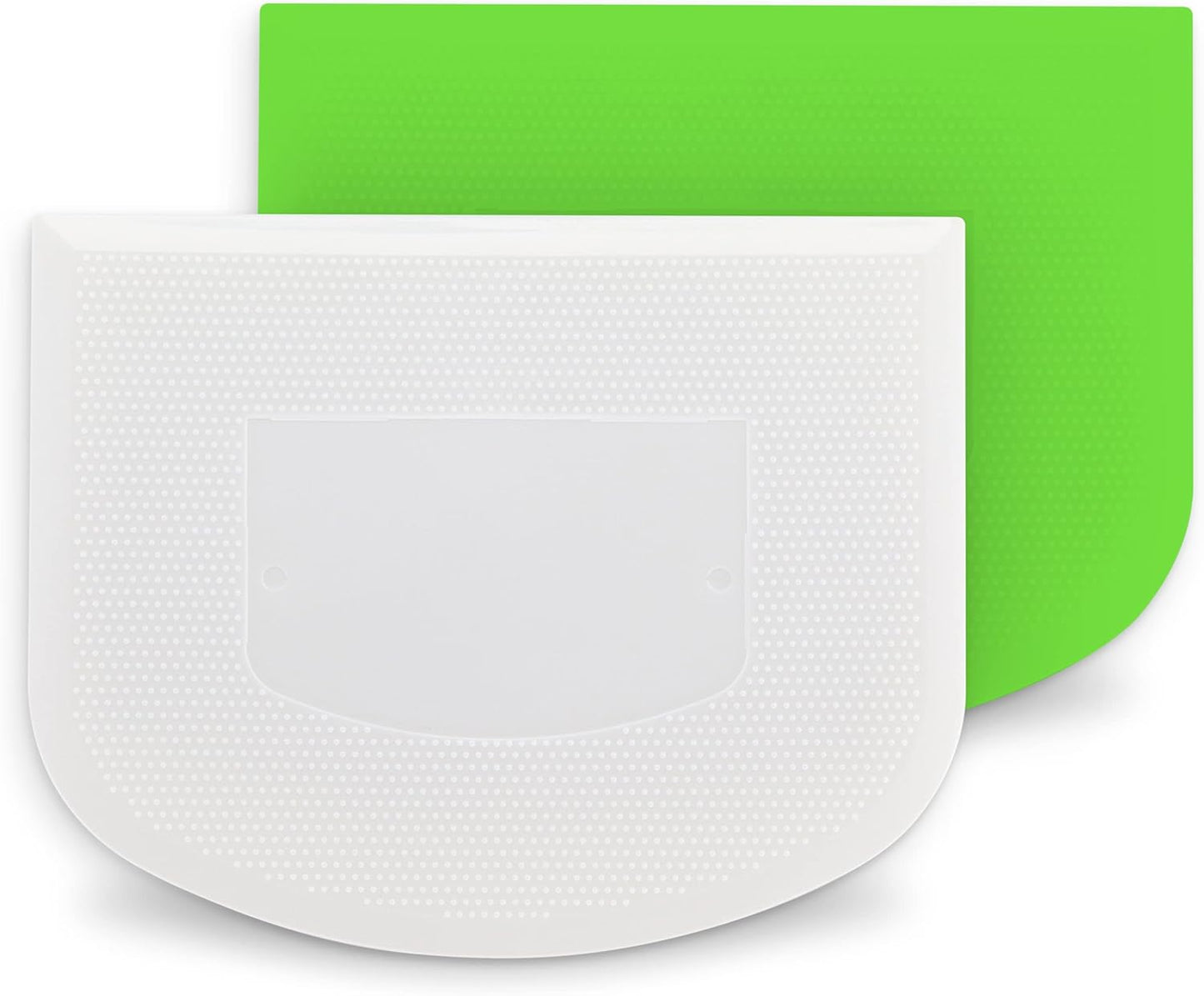 Ram-Pro White And Green Bowl Scraper Flexible Food Safe Plastic Scraper Chopper Multipurpose Good Grip Curved and Flat Edge Pizza and Dough Cutter for Kitchen Pack of 2
