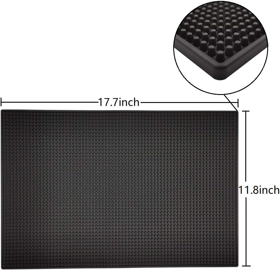 17.7" x 11.8" Rubber Bar Mats, Non-Slip and Anti-Spill Non-Toxic Soft Rubber Mats, Coffee Bars, Bars, Restaurants and Barbers Service Mats, Black, 1Pack